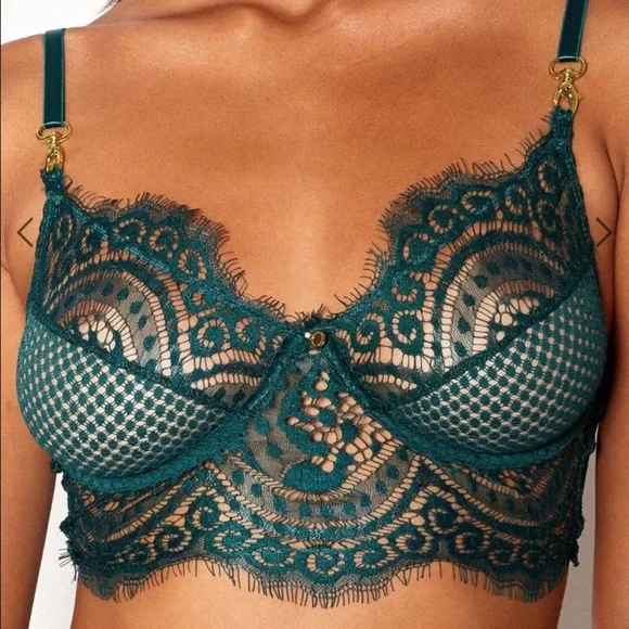 Gooseberry intimates full on glam bra and panty set lingerie emerald green - Picture 2 of 16